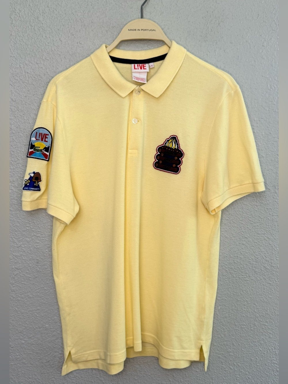 Lacoste L!VE | Multi-Patch Cotton Pique Polo Shirt | Yellow | Size 5 - Large